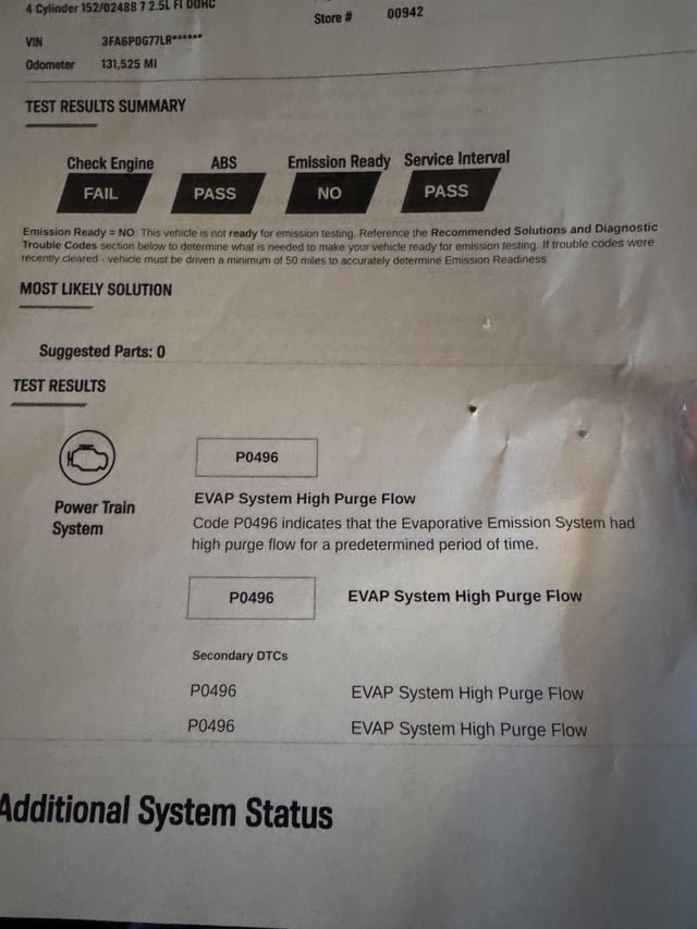 P0496 Evap High Purge Flow: Causes, Symptoms, and Fixes