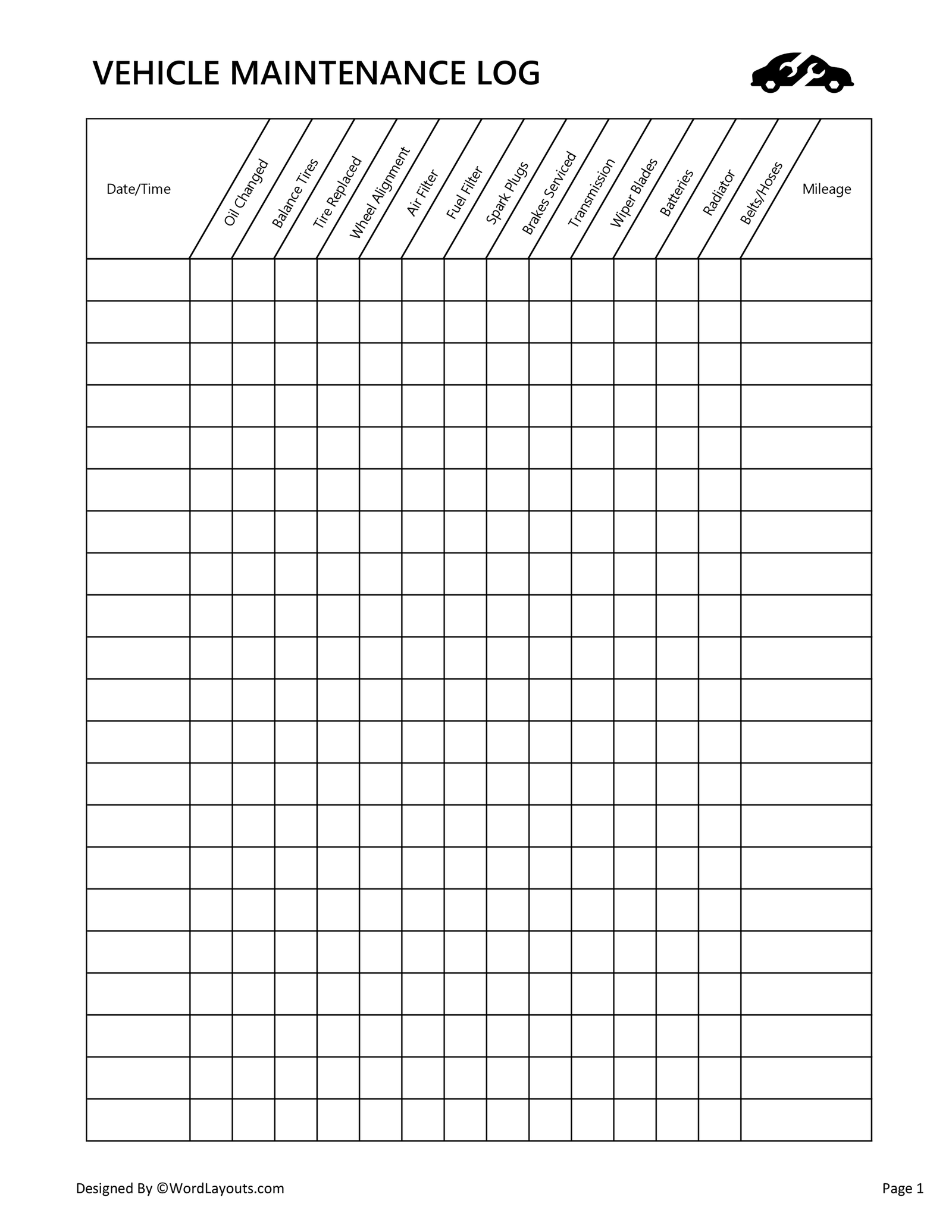 Car Maintenance Log Template: Track Repairs & Save Money